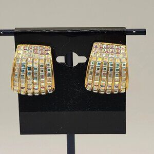 Vintage Butler FAC Crystal Rhinestone Gold-tone Clip-on Earrings